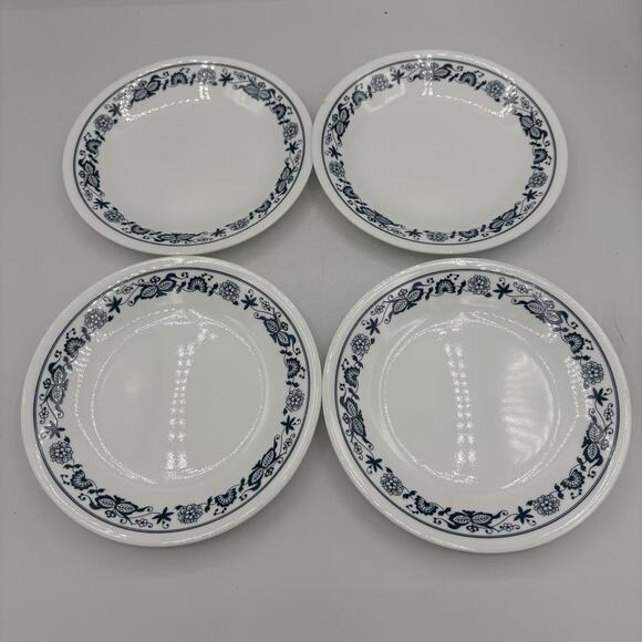 Vintage Corelle by Corning Blue Old Town Dessert Bread Plates 6.75" Set of 4 USA - Picture 1 of 12